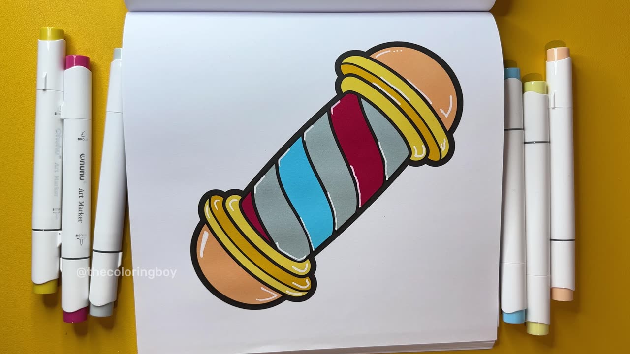 💈✨ Watch me color a classic barbershop pole from my “Barbershop Vibes” coloring book! 🎨🔥