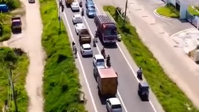 flight blocked road in kerala india. funny incident