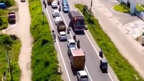 flight blocked road in kerala india. funny incident