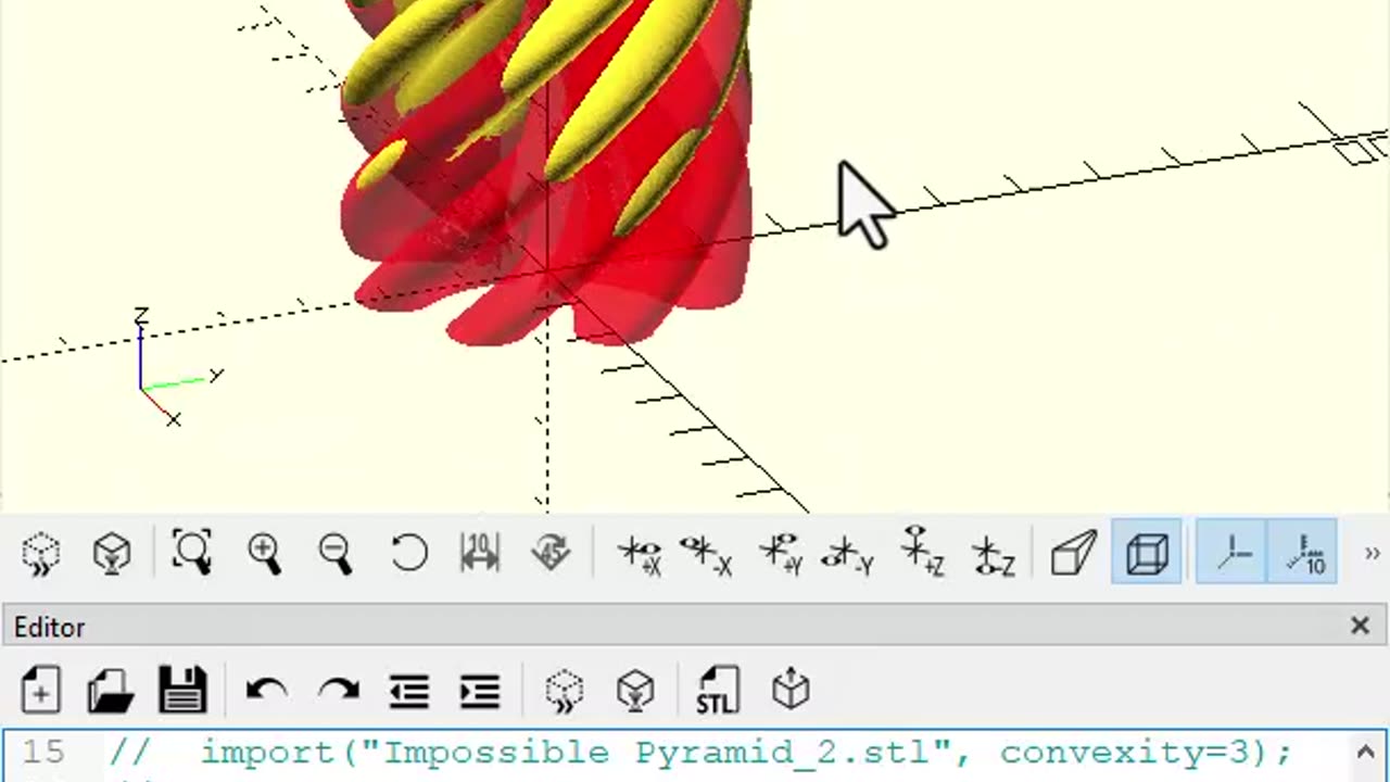 OpenScad: Examining twisted pyramid 1 of 3