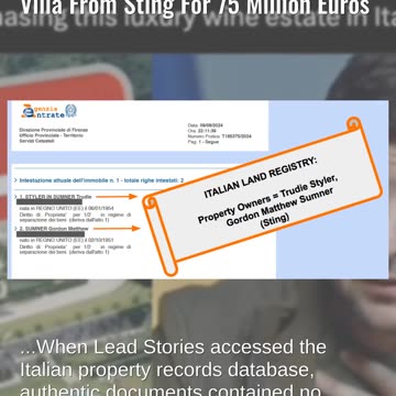 Fact Check: Records Do NOT Confirm Zelenskyy Bought Italian Villa From Sting For 75 Million Euros