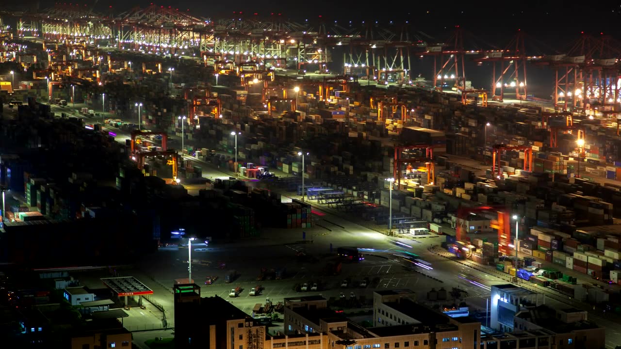 Shanghai containerport working at night