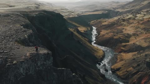 Outdoor aerial photography, documenting waterfall views in the Grand Canyon Mountains