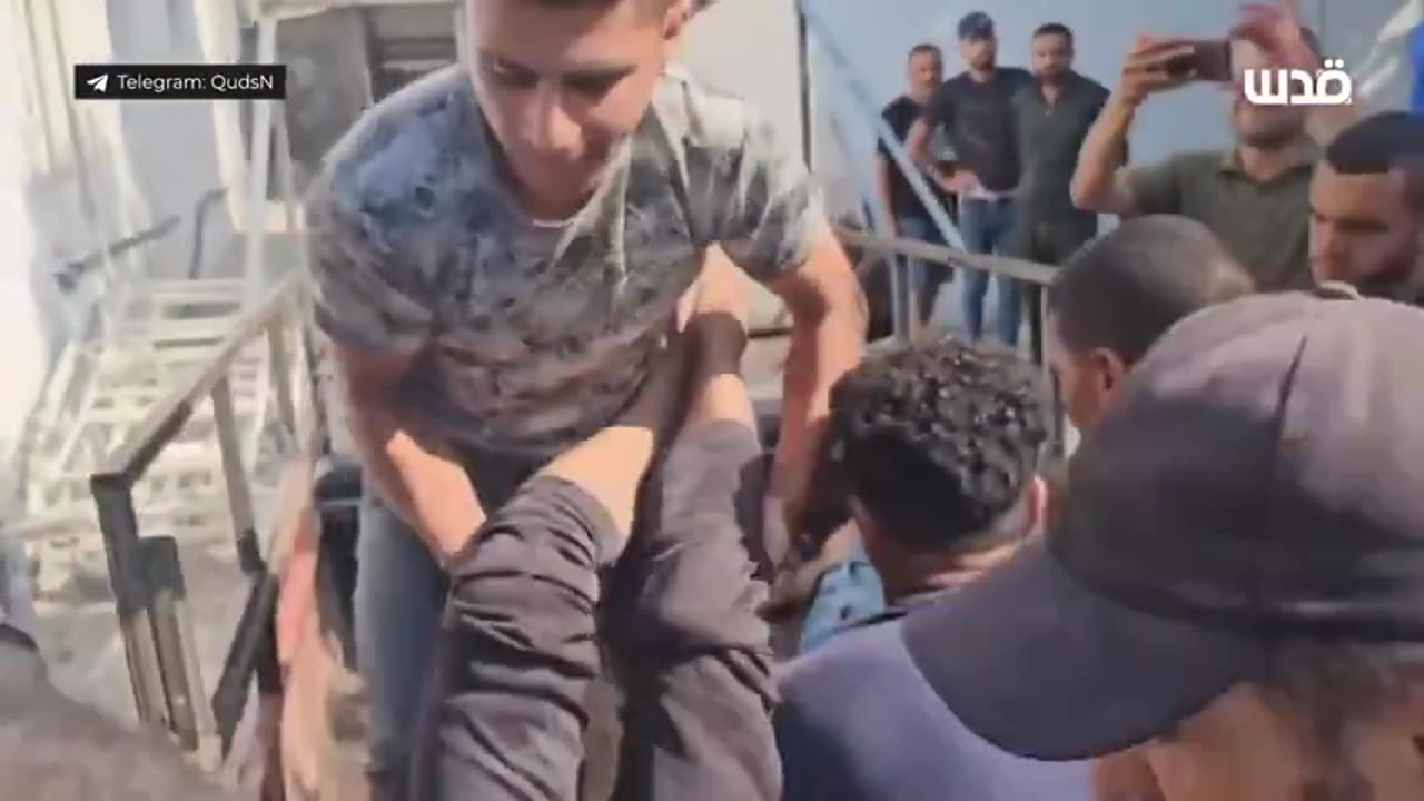 Footage shows an ambulance transferring wounded Palestinians