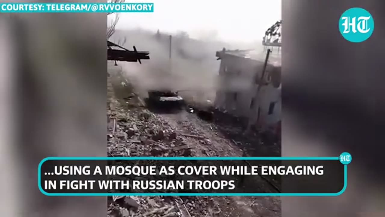 Zelensky's bid to defame Putin? Ukrainian tank takes cover behind Bakhmut mosque amid fighting