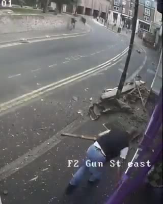 News Break on his way to pub in Reading — bus hits him, walks into the pub and orders a drink.