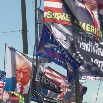 Scene outside of Palm Beach International for President Trump