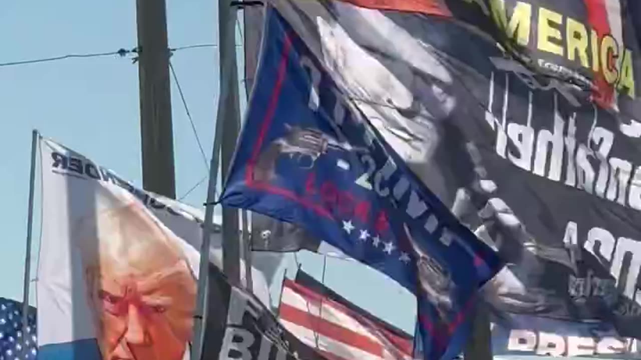 Scene outside of Palm Beach International for President Trump