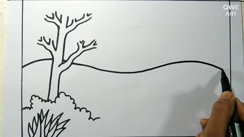 Rainbow Scenery Drawing | Landscape drawing with Mountain and Rainbow - Drawing Class- 12