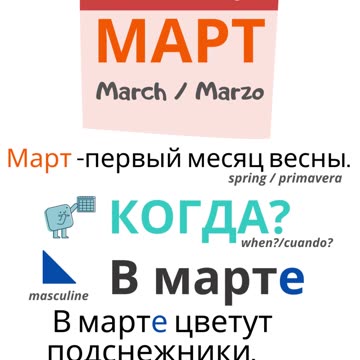 Russian for beginners. Months. March.