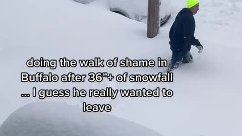 doing the walk of shame in Buffalo after 36"+ of snowfall .I guess he really wanted to leave