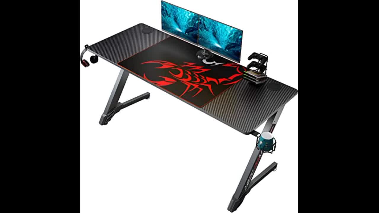Review: EUREKA ERGONOMIC Gaming Desk 55 Inch, X Shaped Computer Desk with Mouse Pad, Headphone...