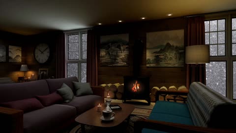 Relaxing listening to the crackle from the fireplace, living room settings