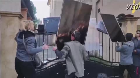 French citizens tossing their Tel-Lie-Vision TVs at the homes of corrupt politicians.