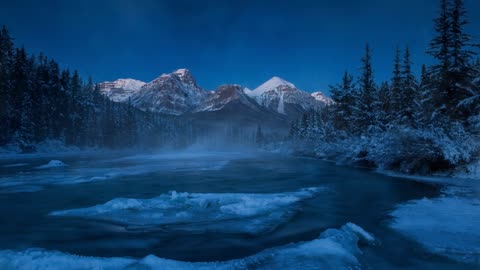 Relaxing blue noise and mountain stream ASMR (1 hour)