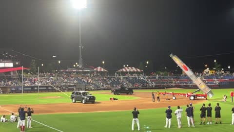 A human cannonball is real - last night at the Kannapolis Cannonballers baseball game