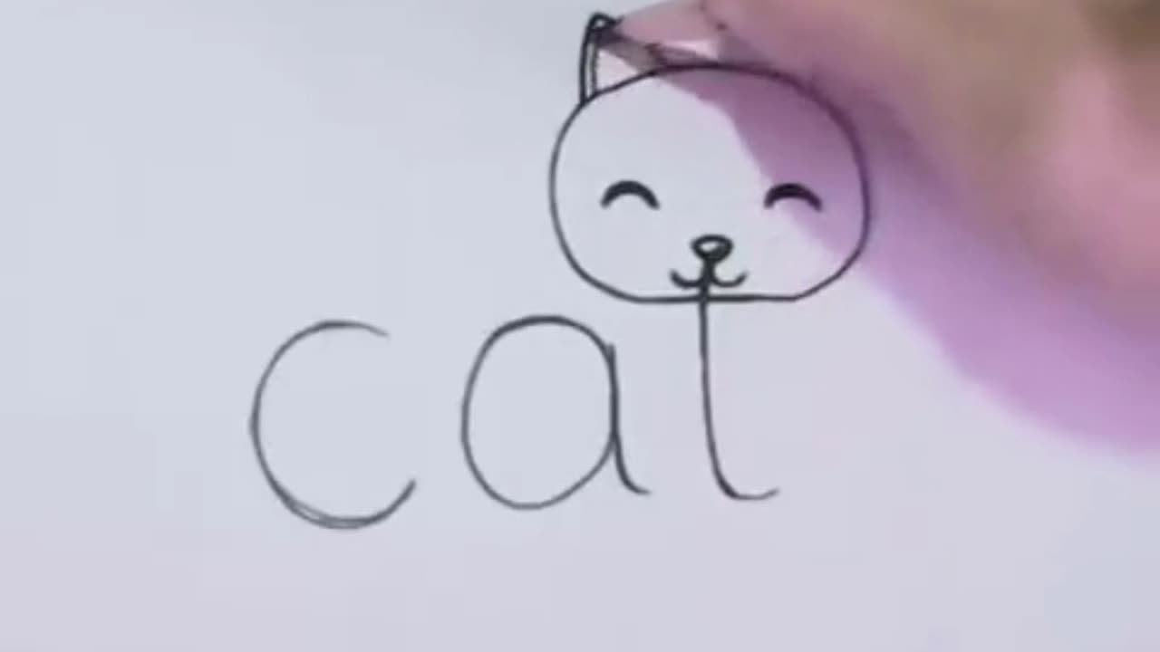 Very Easy! How to turn Words Cat Into a Cartoon Cat