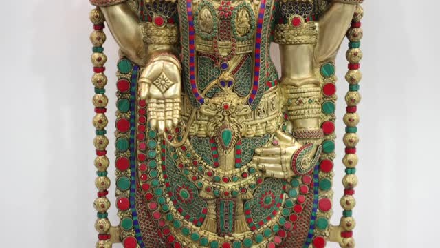 47" Large Brass Lord Venkateshwara as Balaji with Inlay Work | Exotic India Art