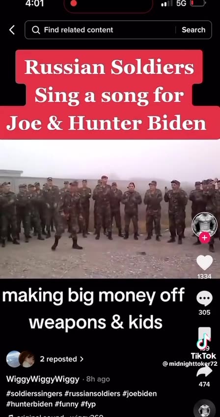 Russians Warriors singing a song to PEDO Joe and Hunter Biden crime family