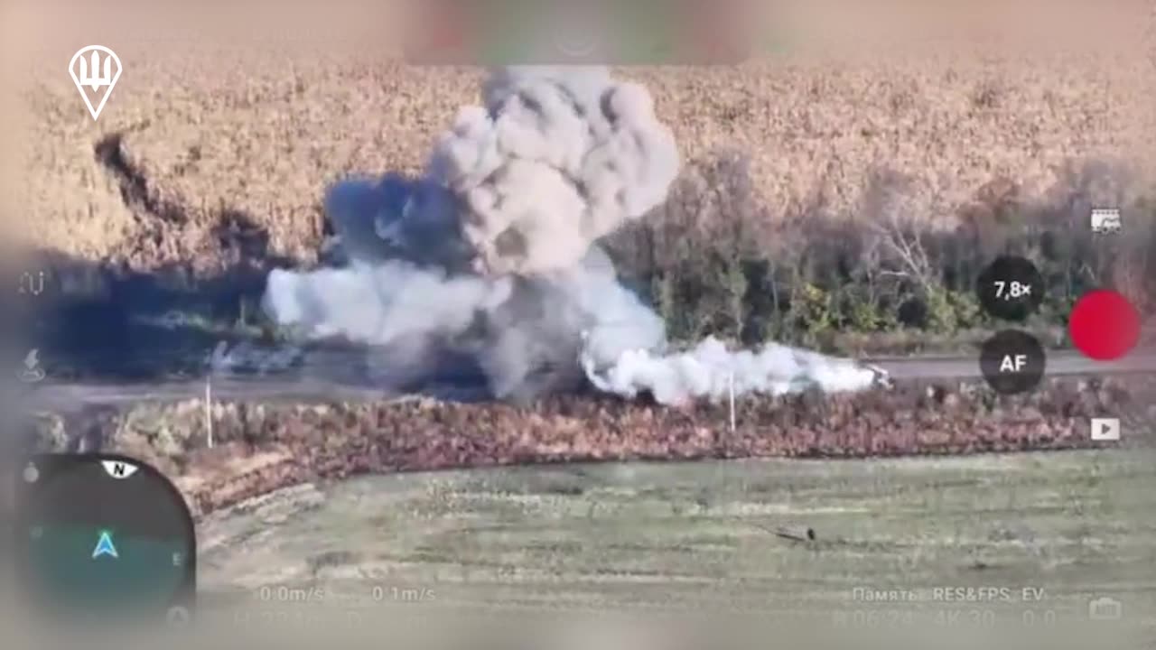 Speeding Russian APC Detonates While Hitting a Mine