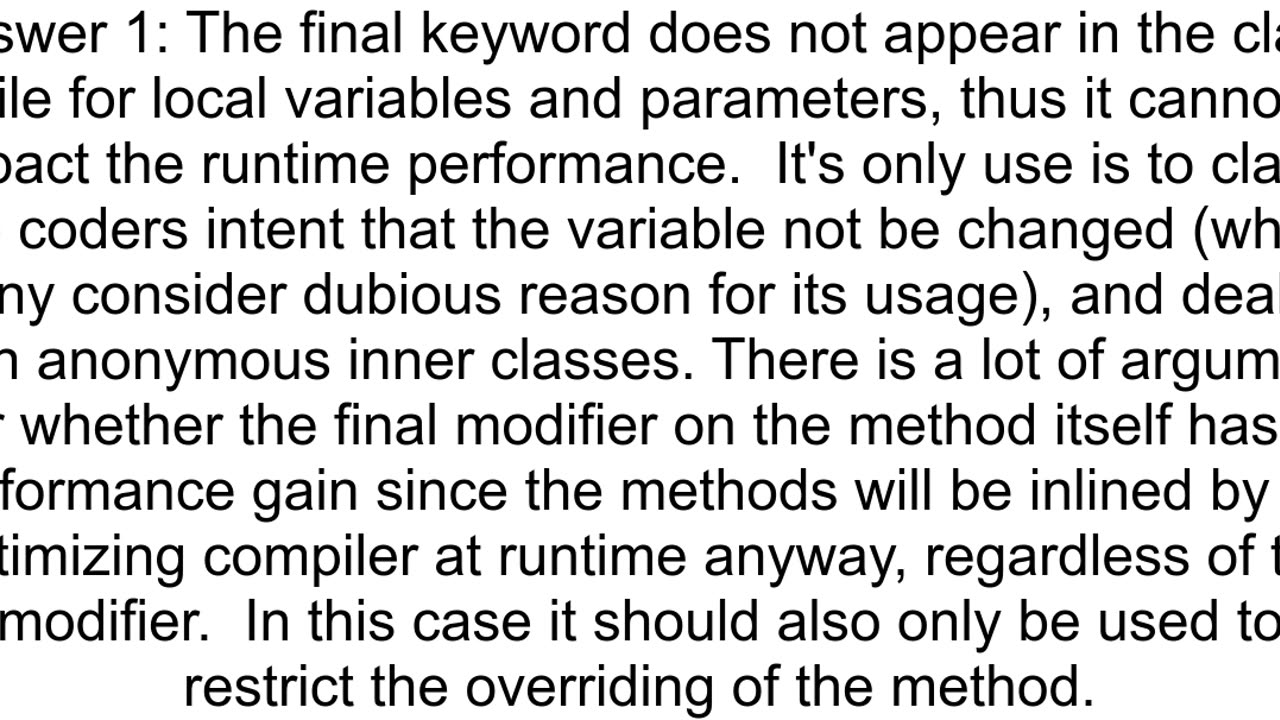 Is there any performance reason to declare method parameters final in Java