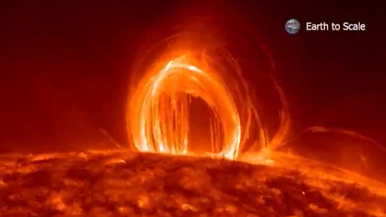 Loops of superheated plasma larger than the Earth dancing across the Sun, recorded