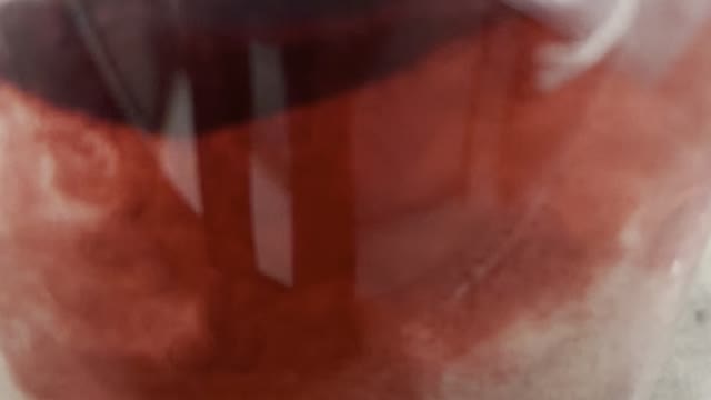 Red blast from a hibiscus bag in boiling water