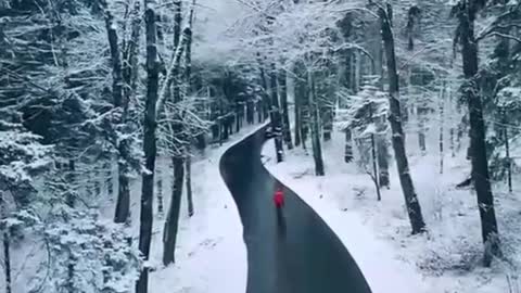 Winter Black Forest road in southern Germany