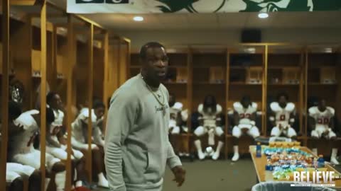 Deion Sanders with a pregame speech.