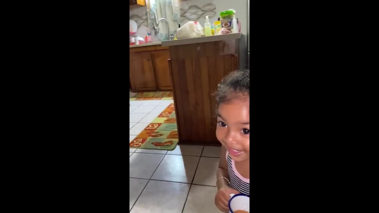 Sweet little girl asks dad if he wants "cuppa tea"