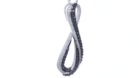 Amazon Collection Sterling Silver Black and White Diamond Infinity Pendant Necklace
