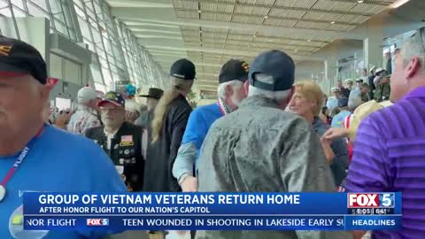 Group of Vietnam Veterans Return Home After Honor Flight to D.C.