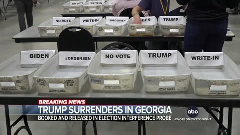 Trump surrender for booking Georgia election interference case