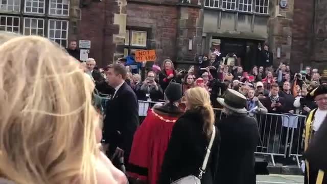 The moment eggs were thrown at 'king' Charles.