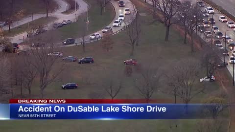 Chicago drivers cut through park to get around crash