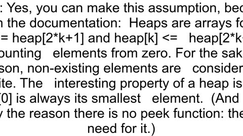 Peeking in a heap in python