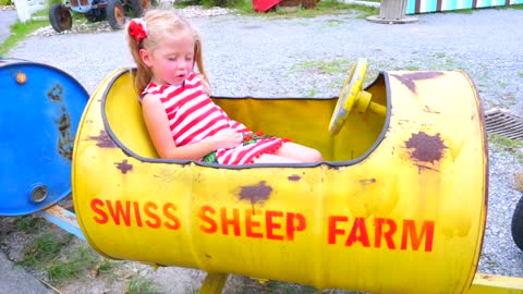 Nastya and papa sleeping at farm sheep-16