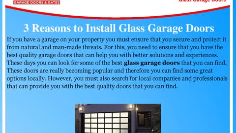 3 Benefits of Installing Glass Garage Doors