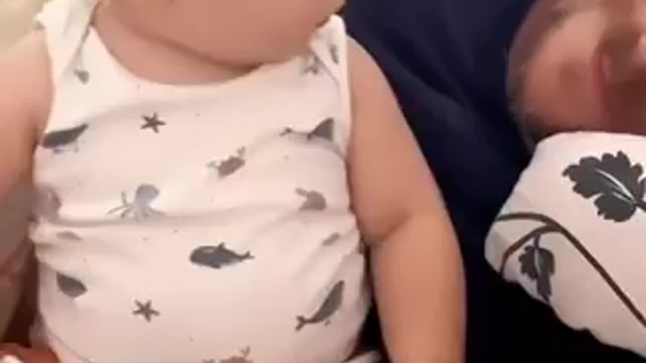 The baby's reaction is amazing