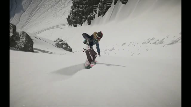 Playing the snowboard in the game