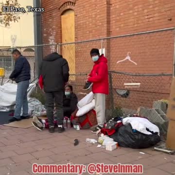 El Paso, Texas: Homeless Illegals with children thanks to Biden's wide open border.