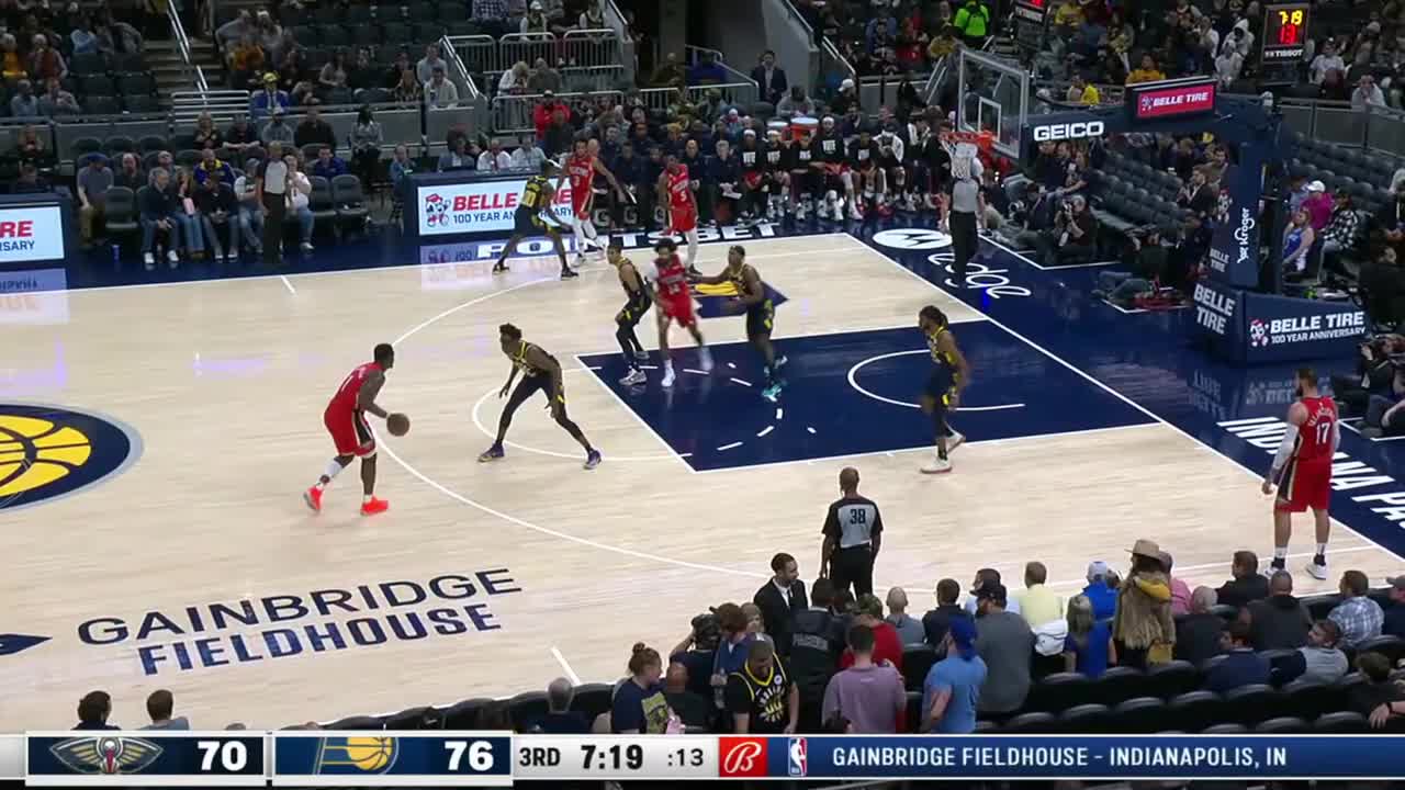 PELICANS WILDEST POSSESSION IN NBA! ALL FIVE PLAYERS TOUCHED THE BALL AND GOES FLYING!