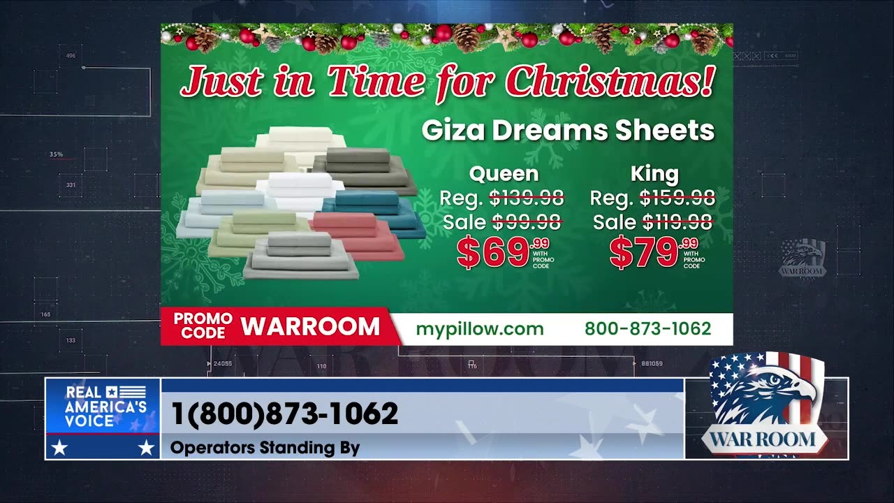 Just In Time For Christmas! Order Your Giza Dreams Sheets At MyPillow.com/warroom