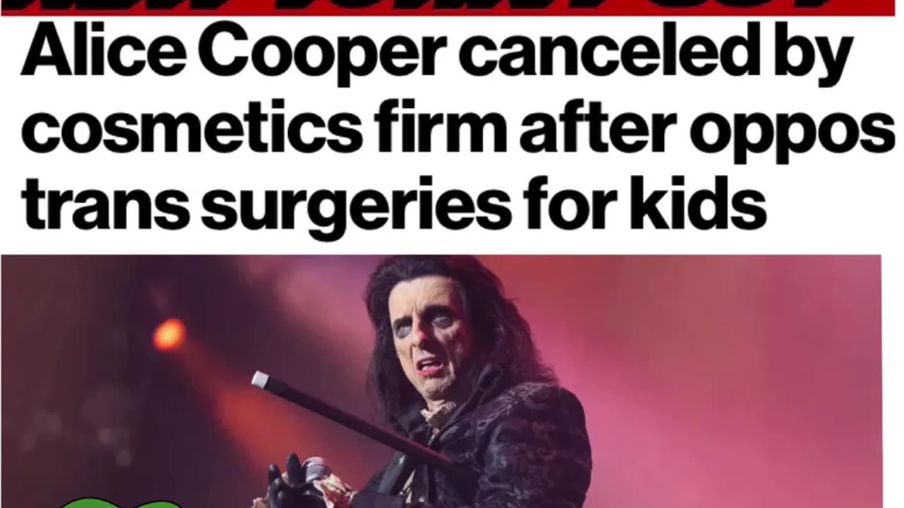 NewsFlash: Alice Cooper Canceled by Cosmetics Firm after Opposing Trans Surgeries for Kids