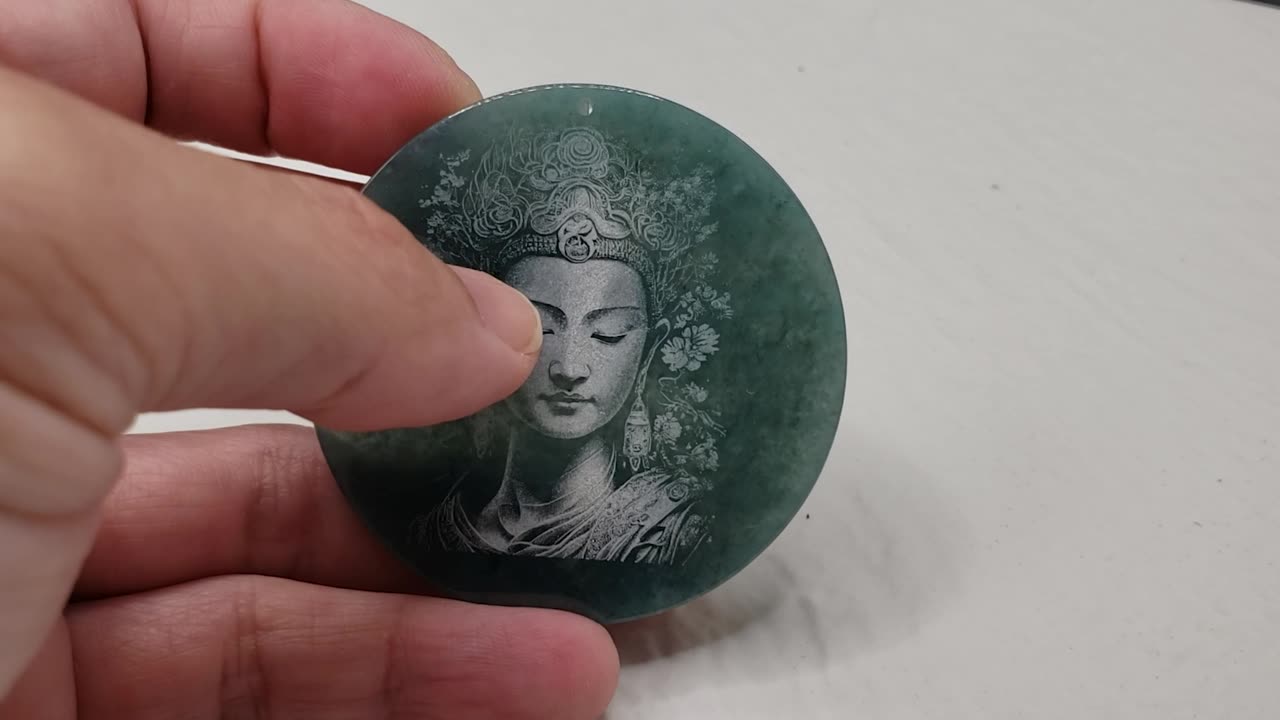 Kuan Yin Laser Etched Pendant #kuanyin #jade #jewelry #necklace #buddha #reels