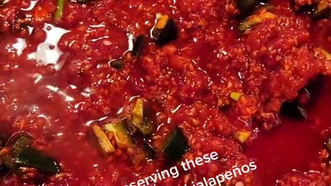 making some Raspberry jalapeño Jam fresh from the garden...