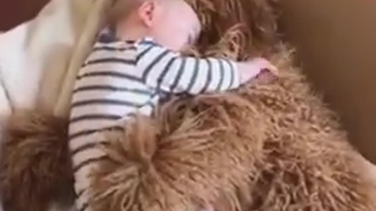 Cute baby sleeping with his puppy dog 💗💗