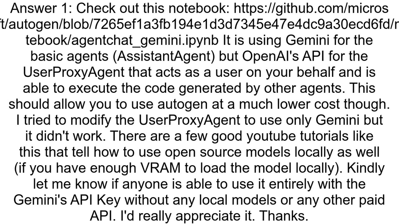 Integrating Autogen with Gemini Pro39s APi