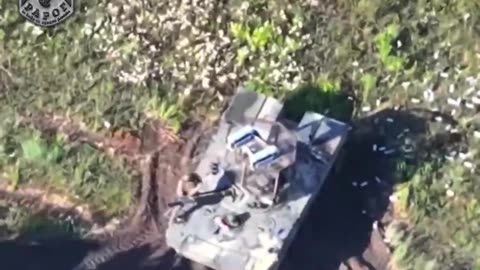 Russians Bail As a Ukrainian Drone Squares Up on Russian APC