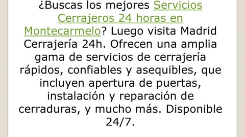 Mejores Servicios Cerrajeros 24 horas en Montecarmelo